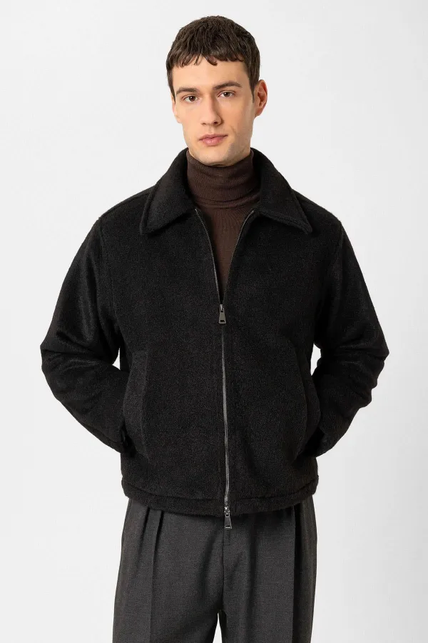 Antioch Black Relaxed Soft Textured Men's Jacket
