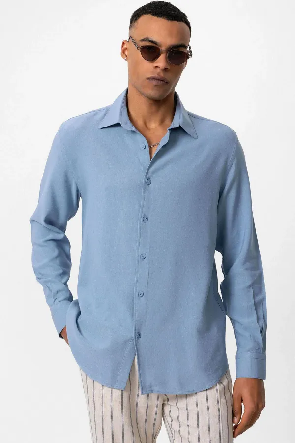Chemise à manches longues Antioch Indigo pour homme