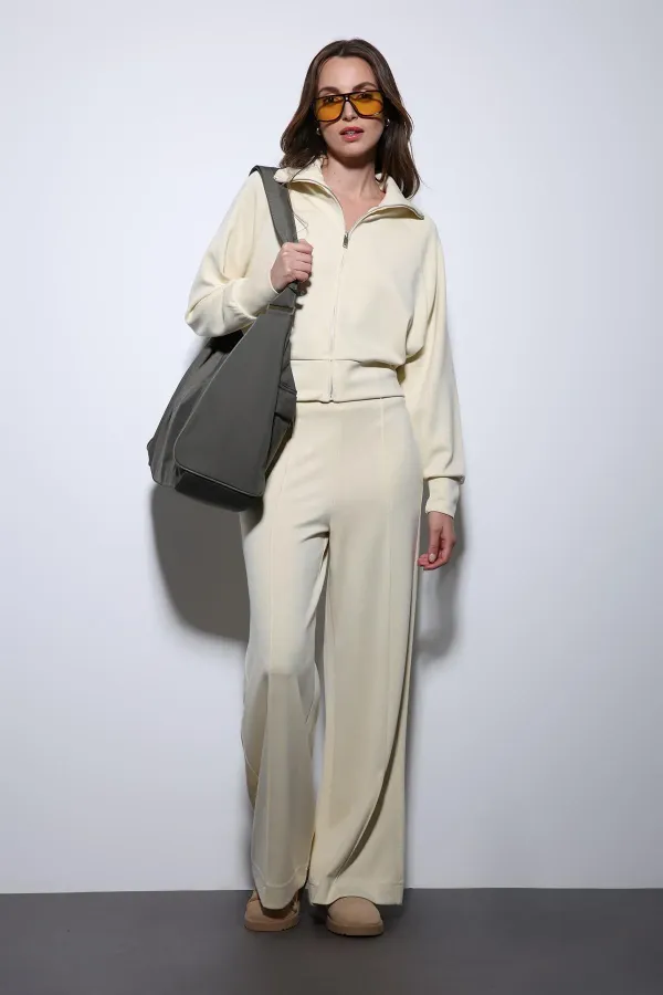 Antioch Sarı Fermuarlı Kadın Eşofman Takım