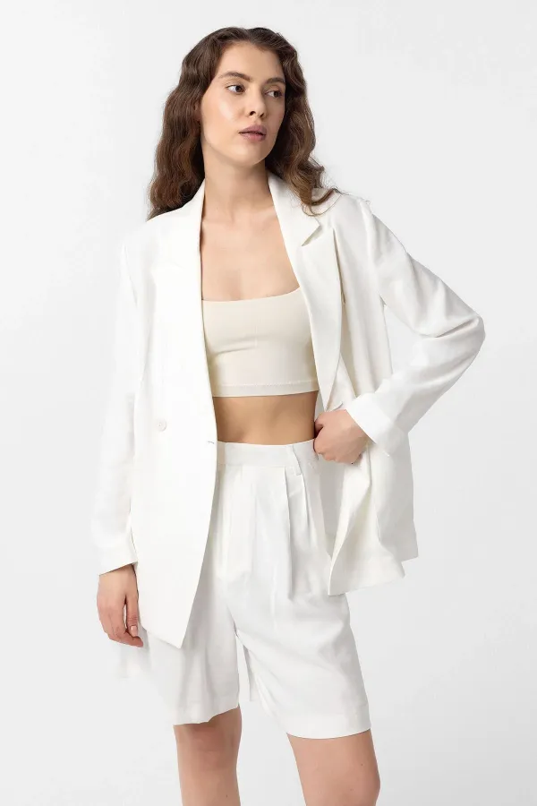 Antioch Ekru Pilili Kadın Bermuda Şort