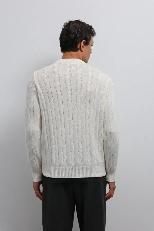 Pull en maille texturée blanc cassé Antioch pour homme