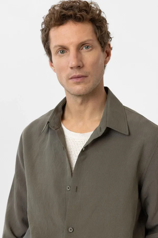 Antioch Khaki Relax Fit Modal Fabric Men's Shirt