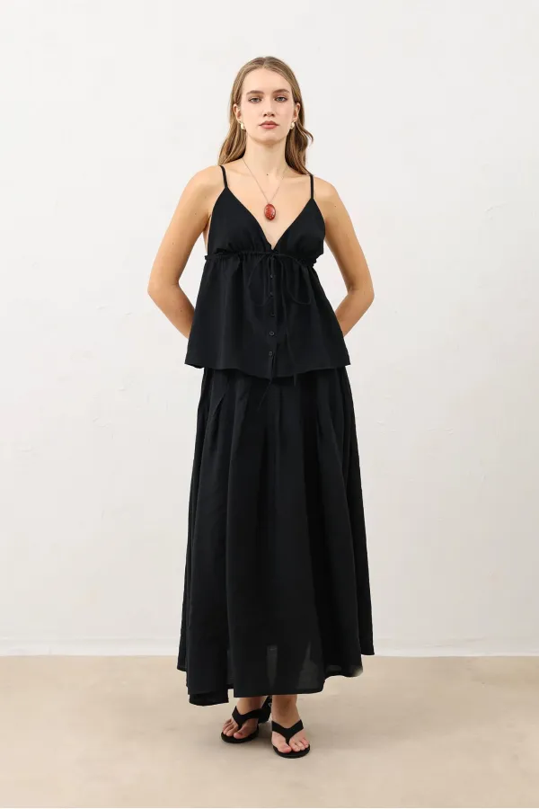 Jupe drapée noire Antioch pour femme