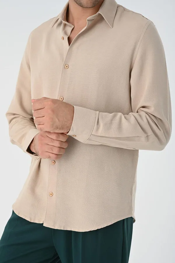 Chemise à manches longues beige clair Antioch pour homme