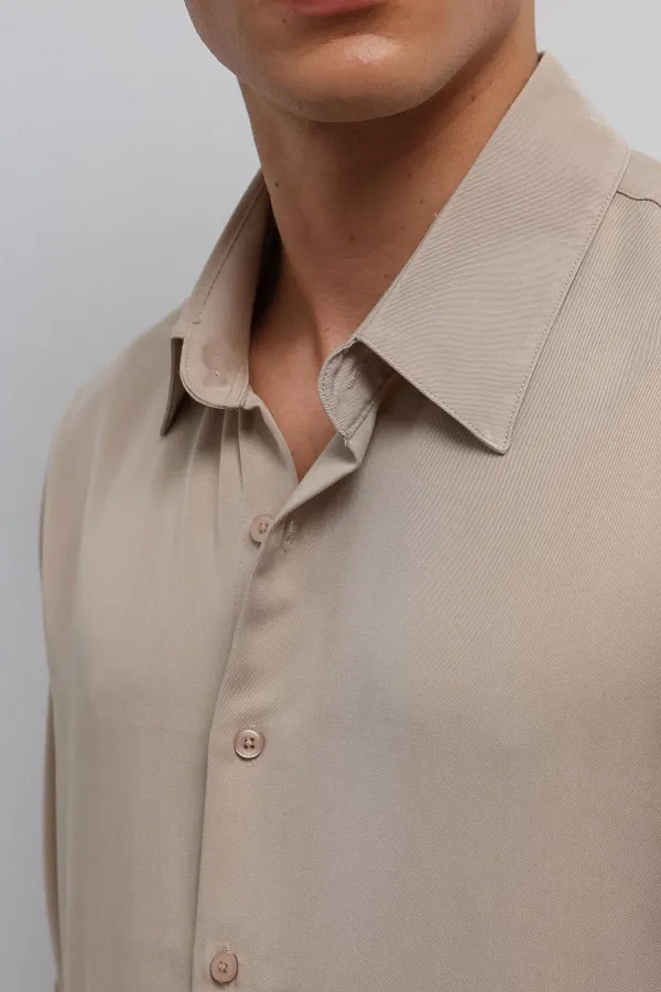 Antioch Beige Technical Regular Fit Men's Shirt