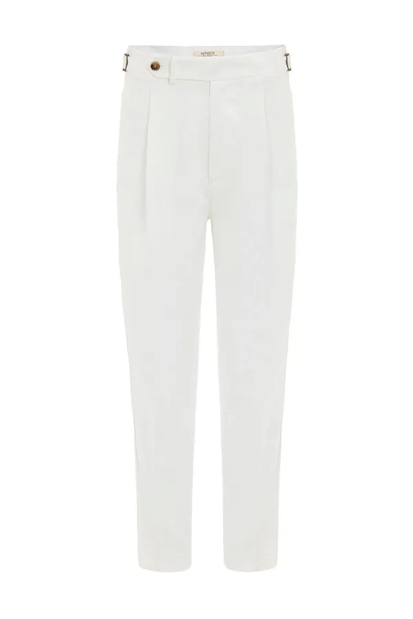 Pantalon Antioch blanc coupe italienne taille haute pour homme