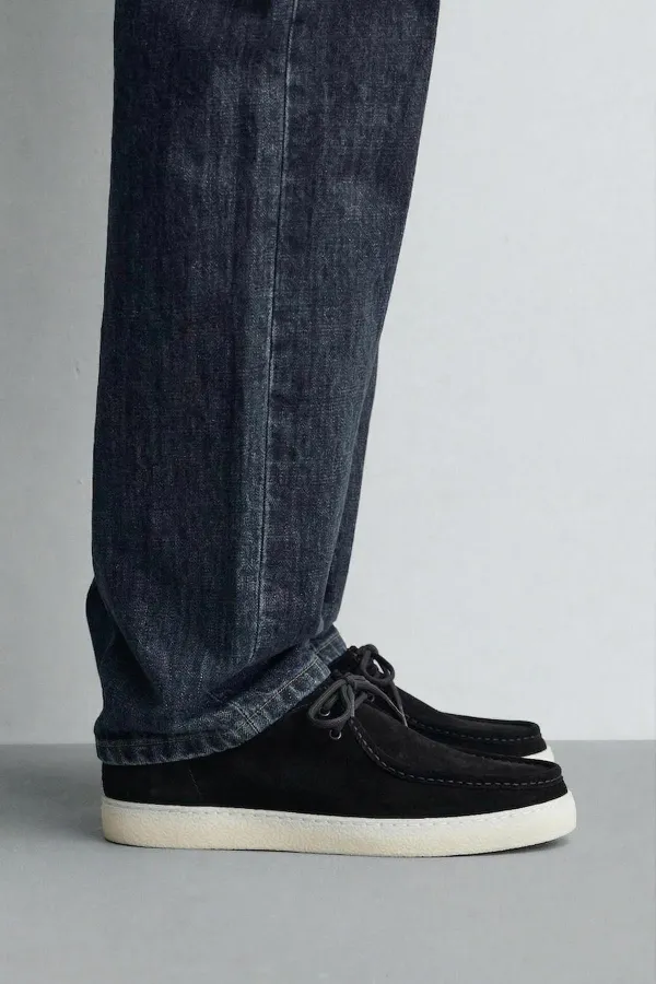 Antioch Siyah Yumuşak Dikişli Burun Deri Ayakkabı