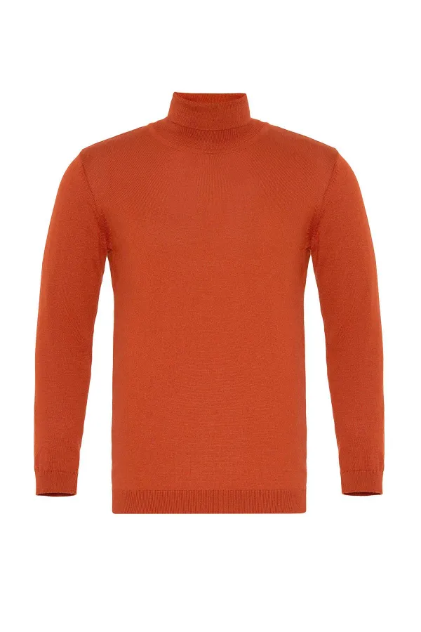 Antioch Kiremit Tam Boğazlı Erkek Triko