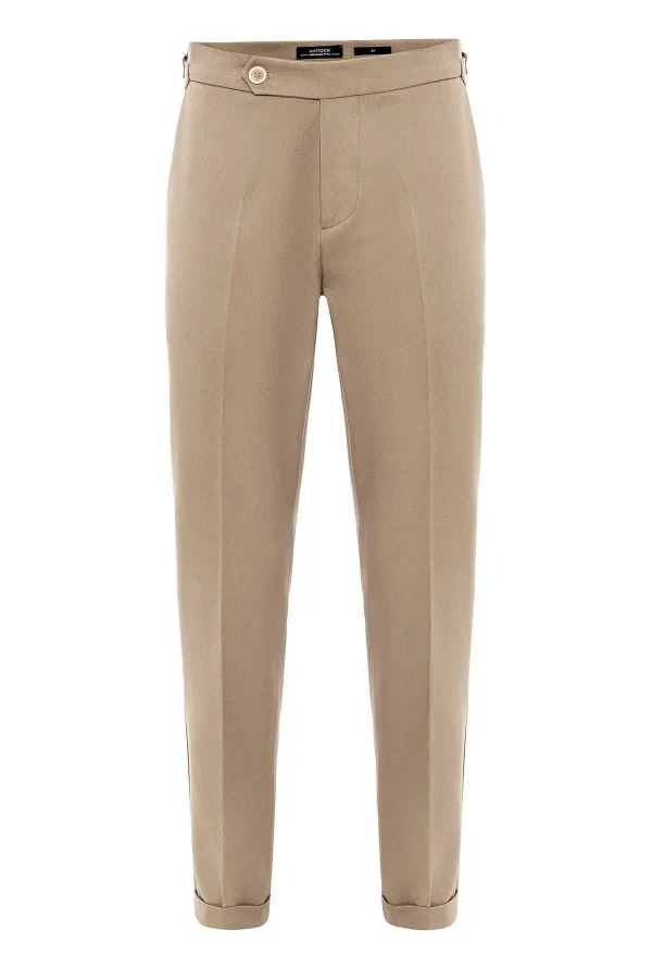 Pantalon Antioch beige taille haute coupe classique pour homme