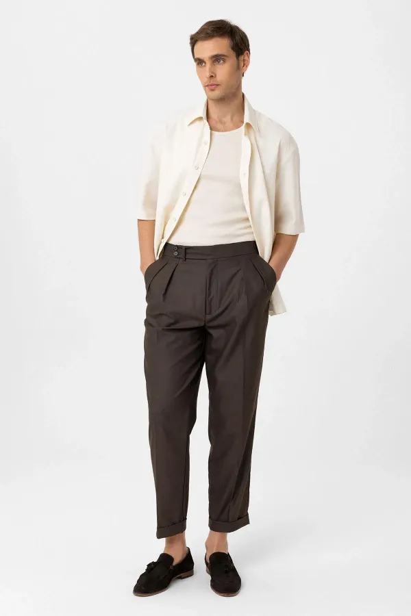 Pantalon homme Antioch Coffee plissé taille haute