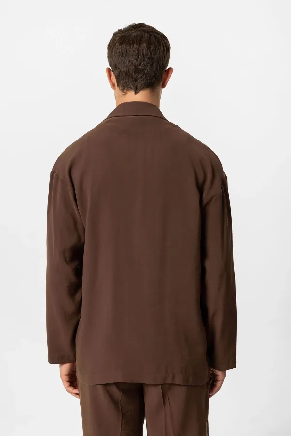 Antioch Kahve Oversize Astarsız Erkek Blazer Ceket