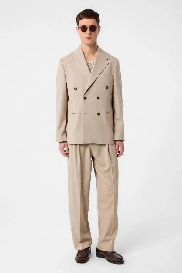 Veste blazer homme Antioch beige foncé coupe décontractée à double boutonnage