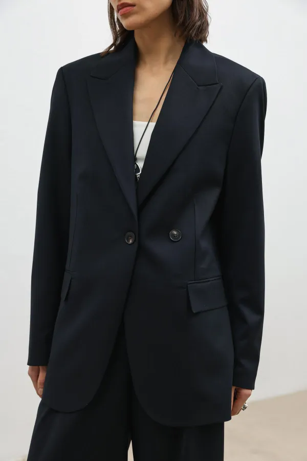 Antioch Navy Double-Breasted Women's Blazer