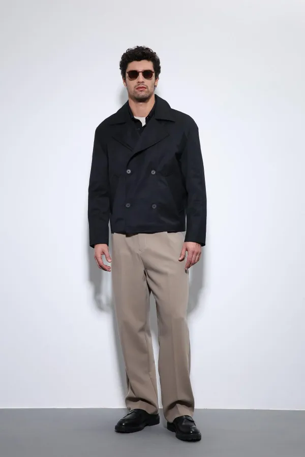 Antioch Siyah Crop Fit Erkek Trençkot Antioch Siyah Crop Fit Erkek Trençkot