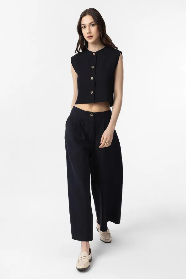 Gilet Antioch en lin mélangé noir pour femme