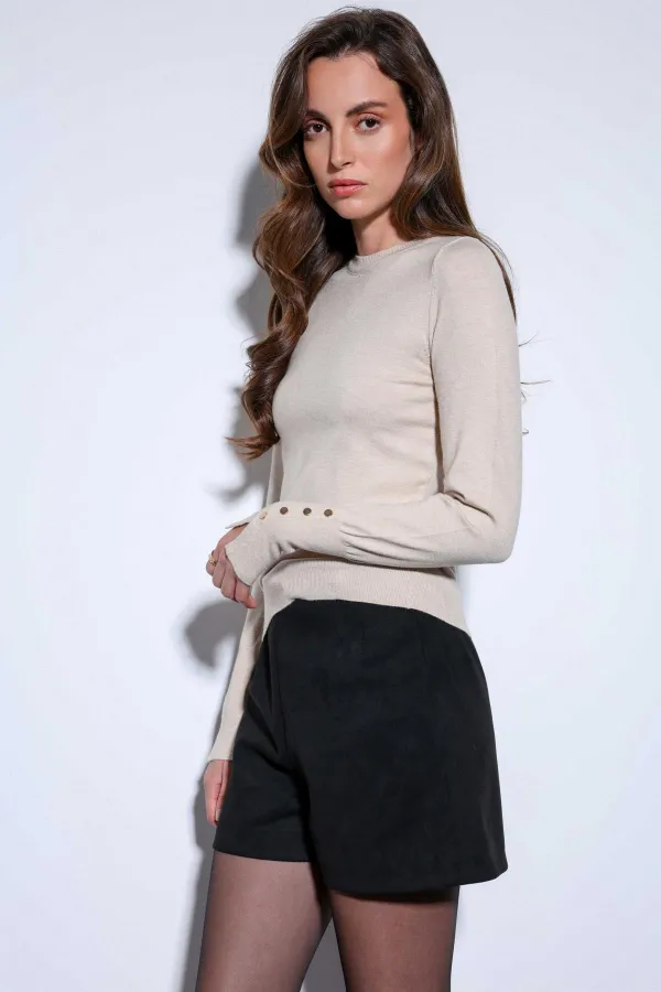 Antioch Beige Basic Women's Knit Sweater
