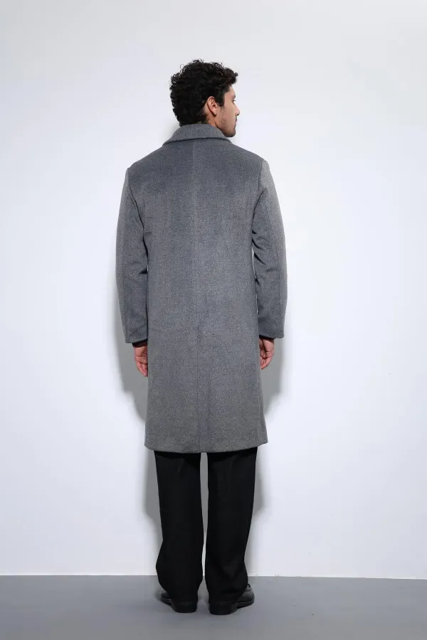 Antioch Antrasit Yün Karışımlı Kruvaze Erkek Kaban