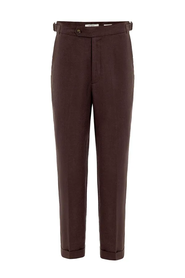 Antioch Light Brown 100% Linen Italian Cut Men's Trousers