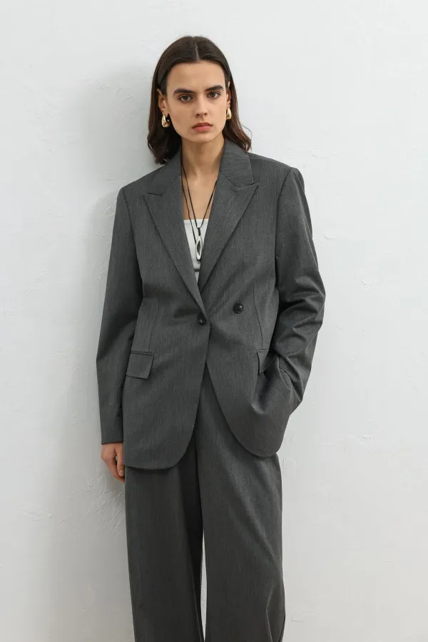 Antioch Grey Double-Breasted Women's Blazer