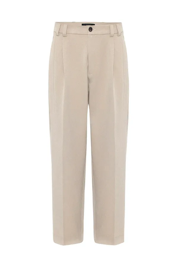 Pantalon plissé beige Antioch taille haute coupe décontractée pour homme