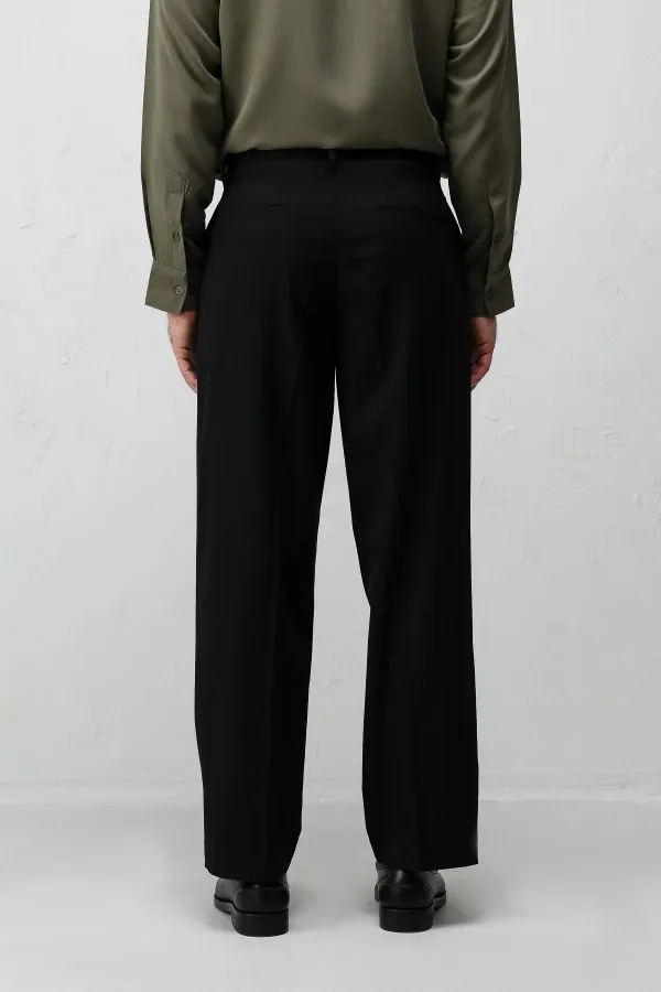 Antioch Siyah Relaxed Fit Pileli Erkek Pantolon