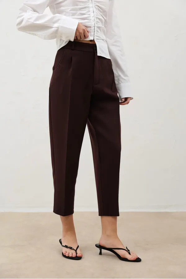 Antioch Bordo Pensli Kadın Pantolon