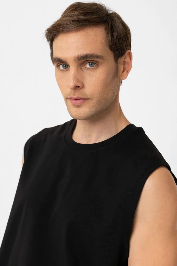 T-shirt sans manches Antioch noir coupe décontractée pour homme