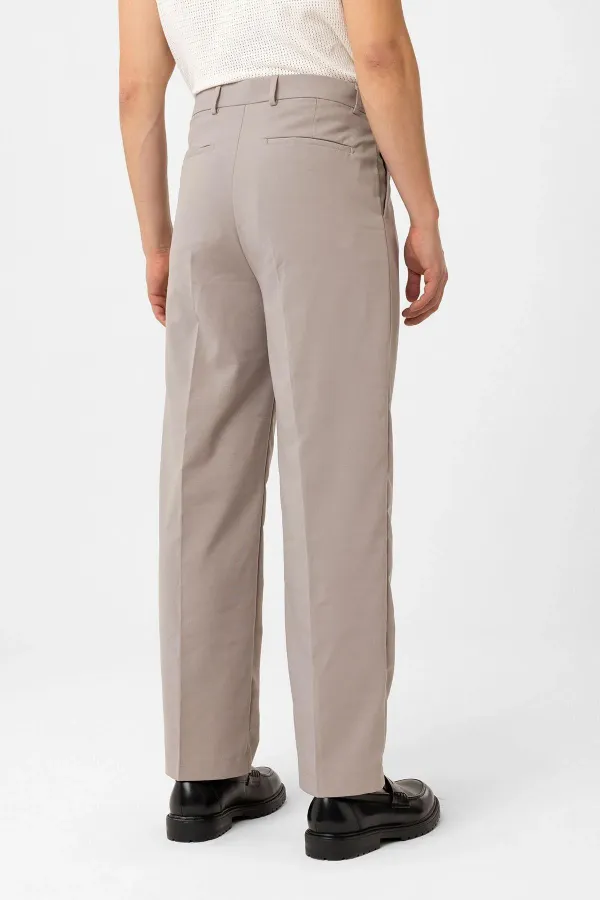 Antioch Bej Çift Pileli Baggy Fit Erkek Pantolon