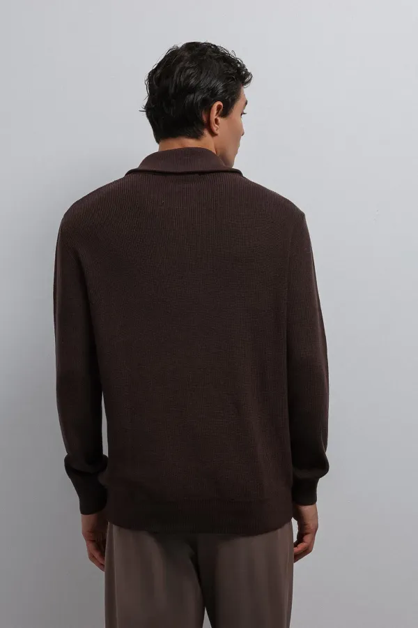 Antioch Coffee Zip-Up Knit Men's Sweater