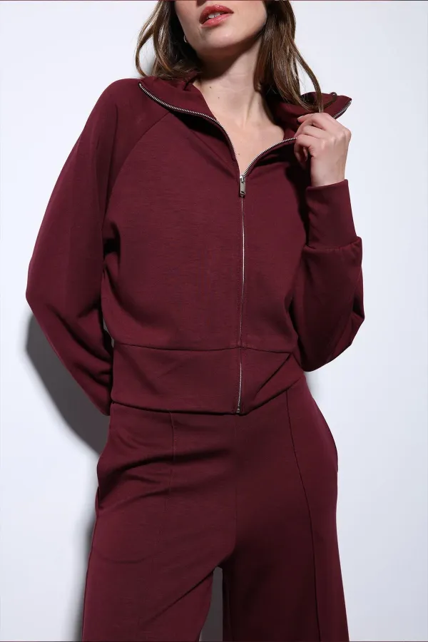 Antioch Burgundy Zip-Up Women's Tracksuit Set
