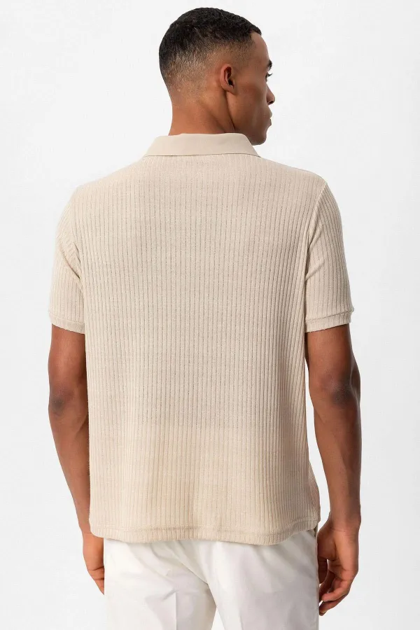 Antioch Bej Slim Fit Polo Yaka Erkek T-Shirt