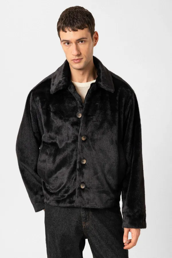 Antioch Black Relax Fit Soft Textured Men's Jacket