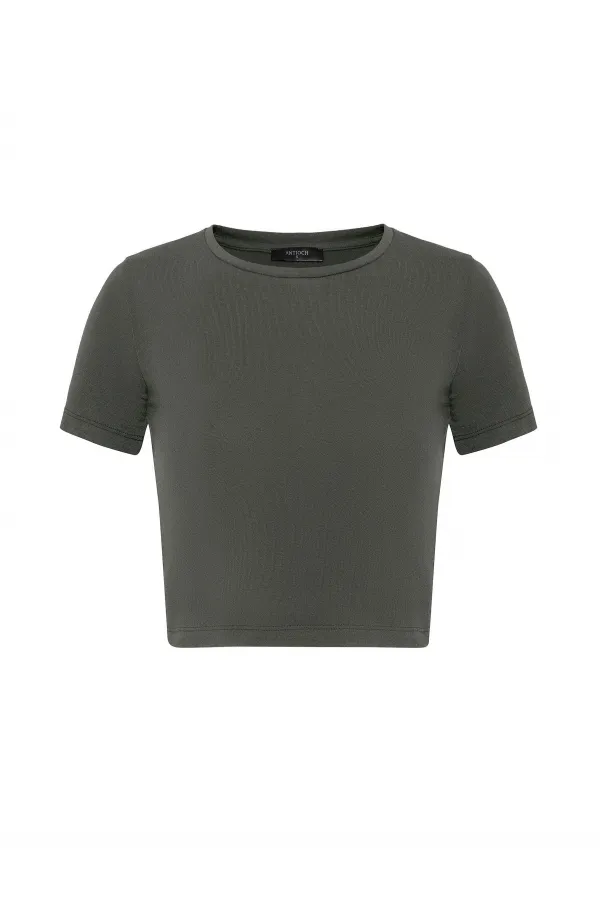 Antioch Haki Crop Kadın T-Shirt