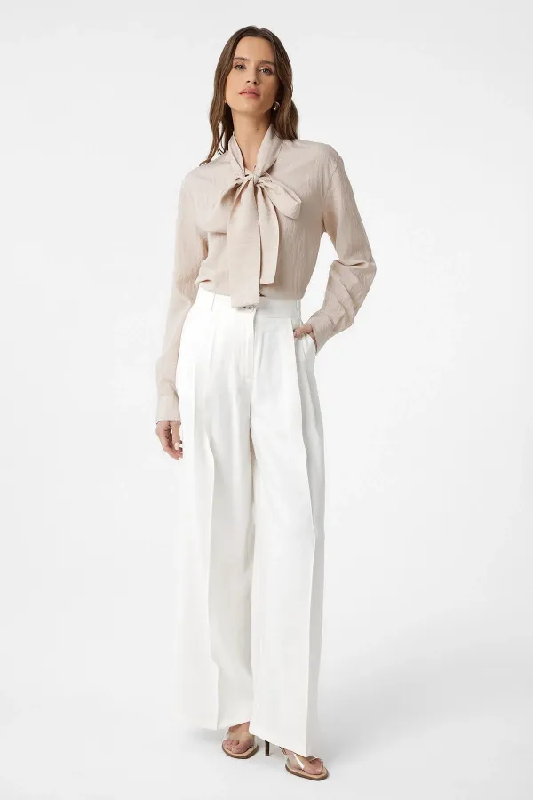 Antioch Beige Collar Women's Shirt with Scarf