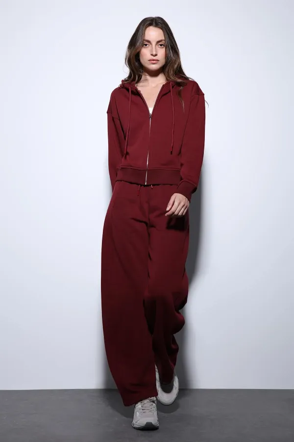 Pantalon de survêtement Antioch Burgundy Basic à jambes droites pour femmes