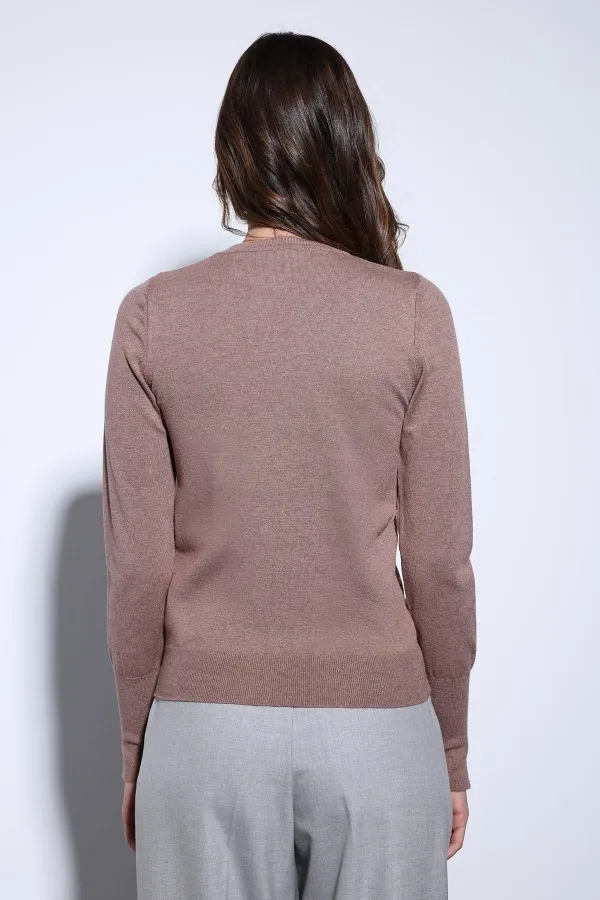 Antioch Light Brown Basic Women's Knit Sweater
