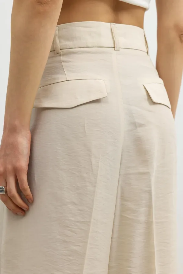 Antioch Taş Lyocell Karışımlı Geniş Paça Kadın Pantolon