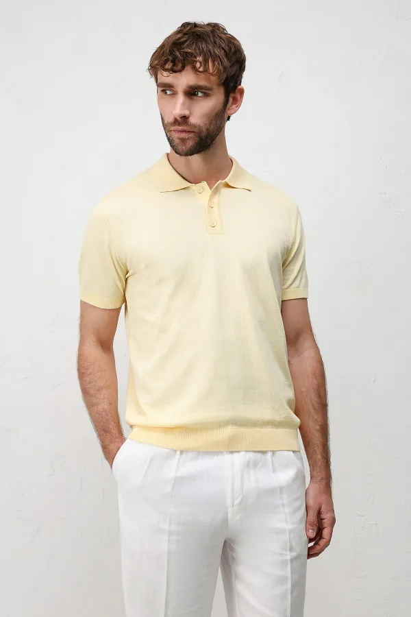 Antioch Sarı Comfort Slim Polo Yaka Erkek Triko T-Shirt