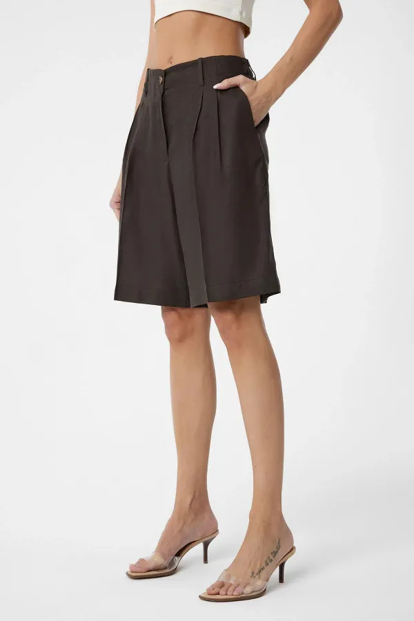 Antioch Kahve Keten Karışımlı Kadın Bermuda