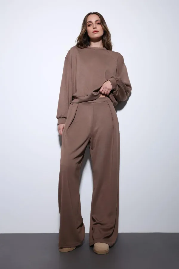 Antioch Bej Geniş Paça Relaxed Kadın Takım