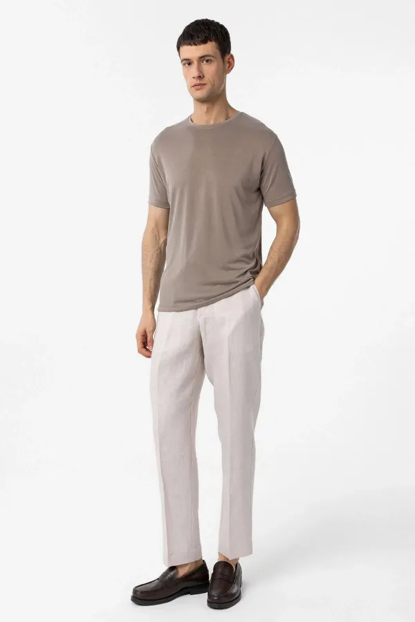 Antioch Bej Regular Fit Modal Teknik Kumaş Erkek T-Shirt