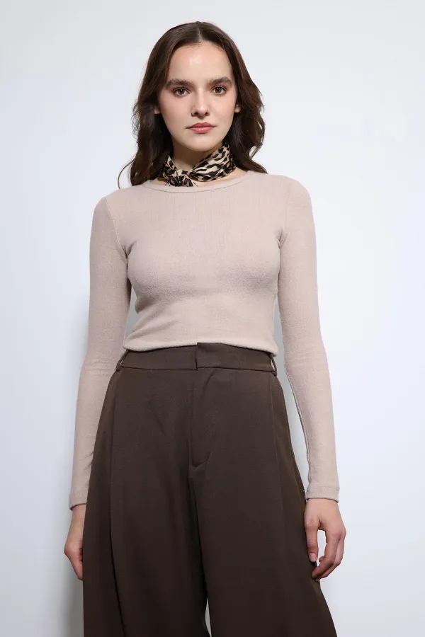 T-shirt basique beige à manches longues Antioch