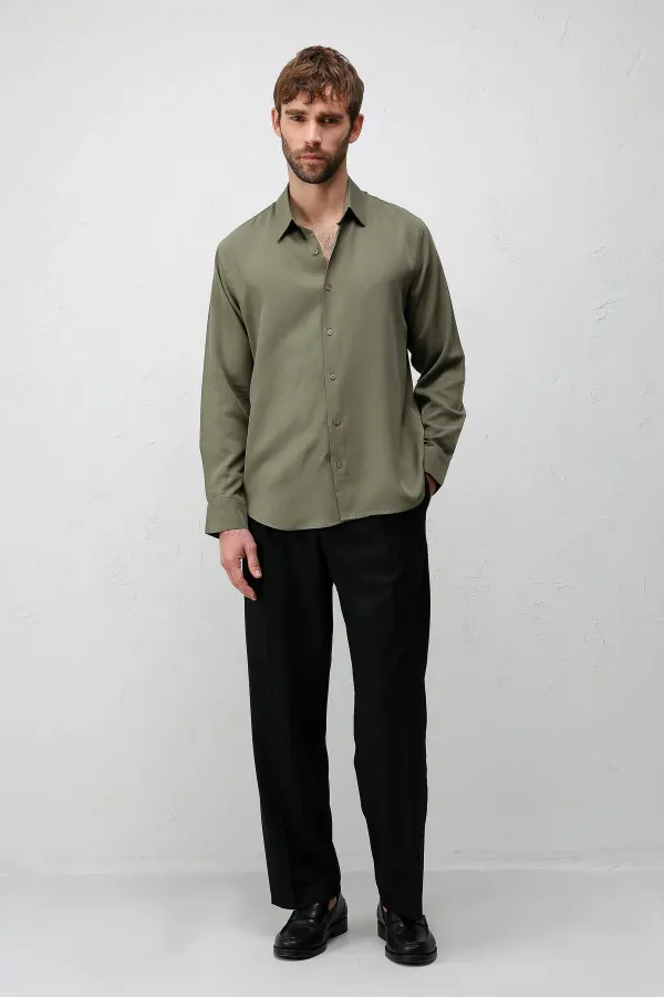 Antioch Dark Khaki Technical Regular Fit Men's Shirt