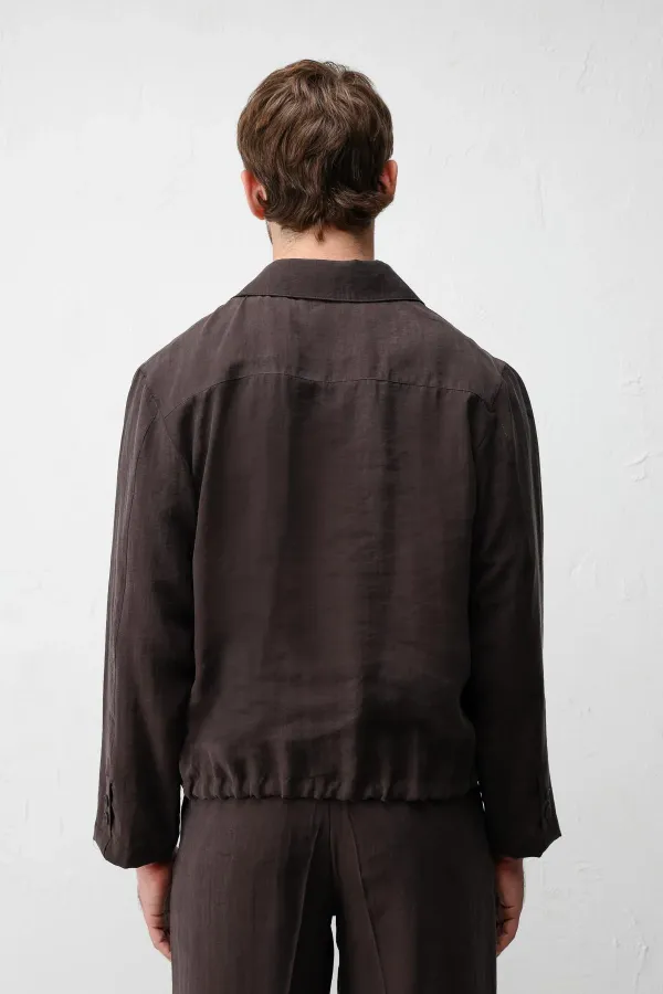 Antioch Dark Brown Lyocell Blend Men's Summer Jacket