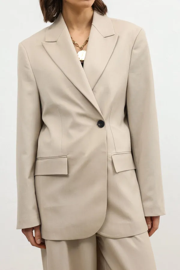 Antioch Beige Double-Breasted Women's Blazer