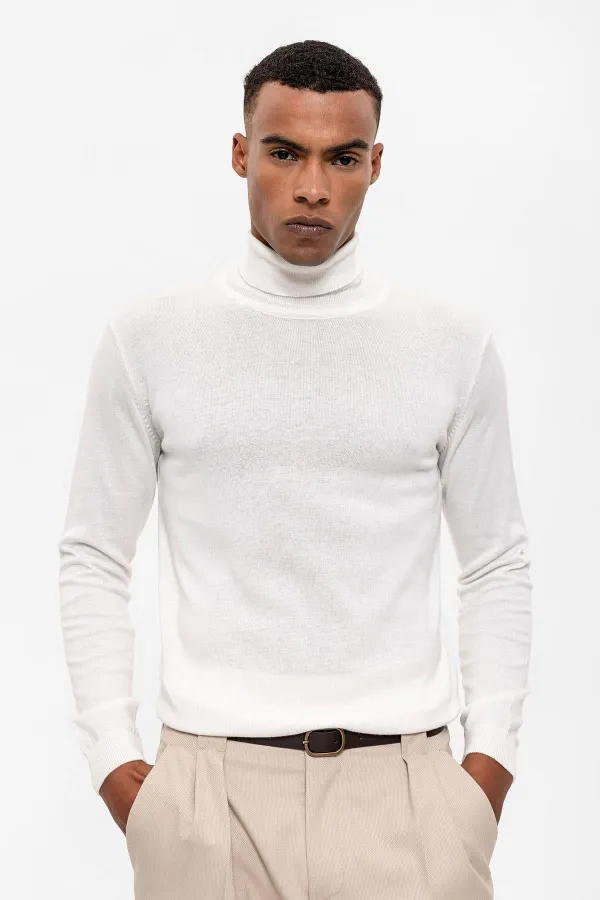 Pull à col roulé Antioch Ecru pour homme