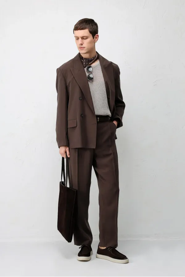 Veste blazer pour homme Antioch Coffee Modal Blend, coupe décontractée