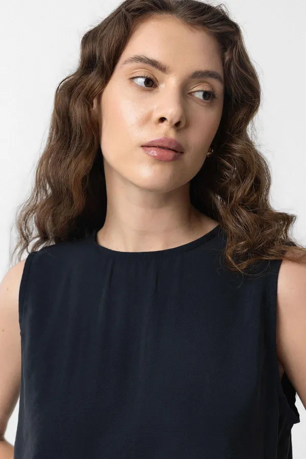 Antioch Siyah Modal Midi Kadın Elbise