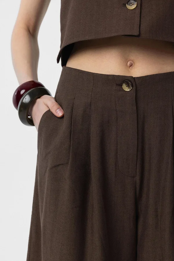 Antioch Coffee Linen Blend Women's Culotte Pants
