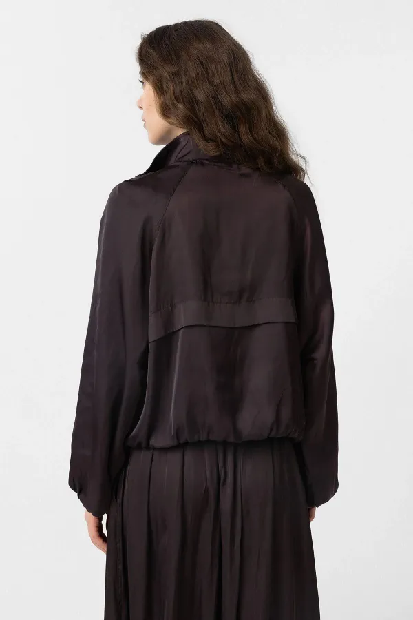 Antioch Kahve Dik Yaka İnce Kadın Bomber Ceket